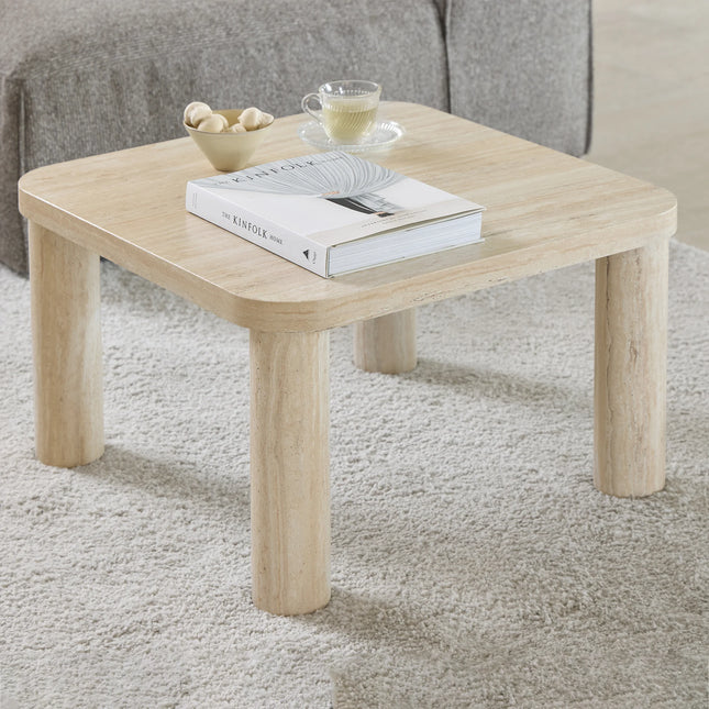 Solano Square Coffee Table 60 x 60 cm in Travertine & Alpine White