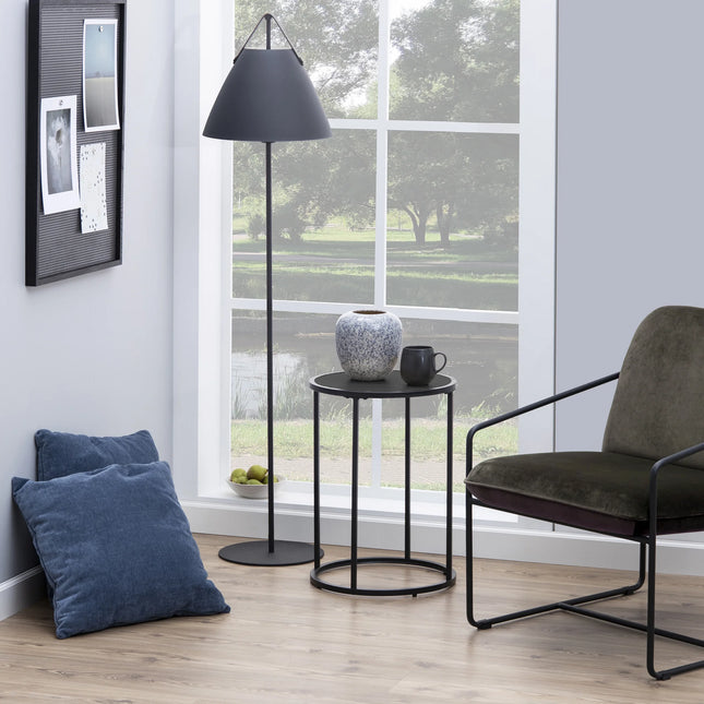 Seaford - Black Metal Small Round Side Table
