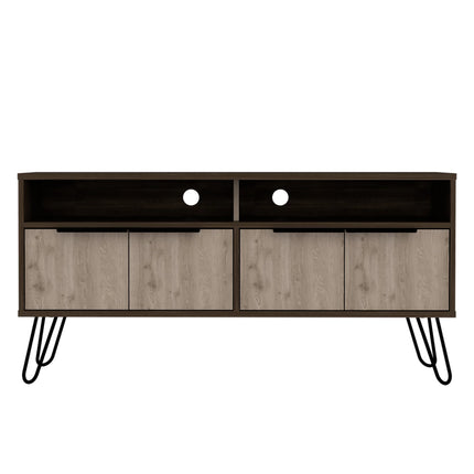 Nevada - TV Unit - 4 Door Smoked Oak & Hairpin Legs