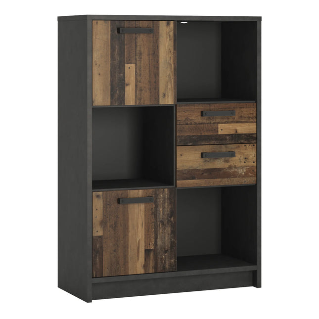 Brooklyn - Low Bookcase with 2 Doors and 2 Drawers