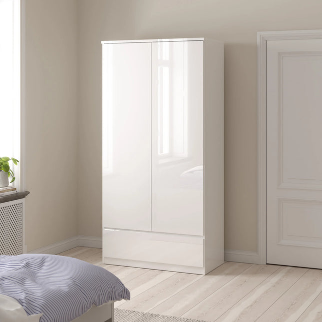 Naia - Wardrobe with 2 Doors + 1 Drawer