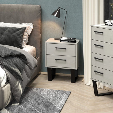 Texas - Bedside Table - 2 Drawer Industrial & Metal Legs