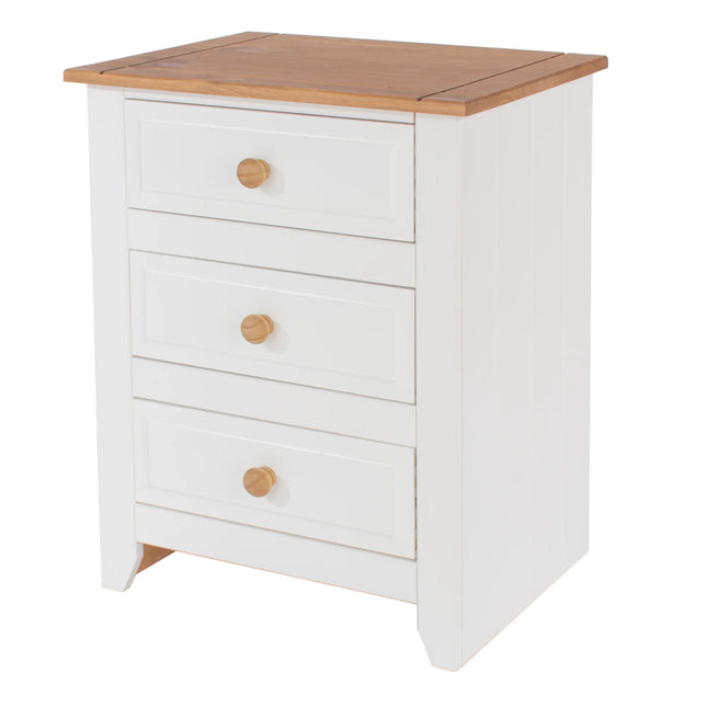 Capri - Bedside Table - 3 Drawer & Antique Waxed Pine Top