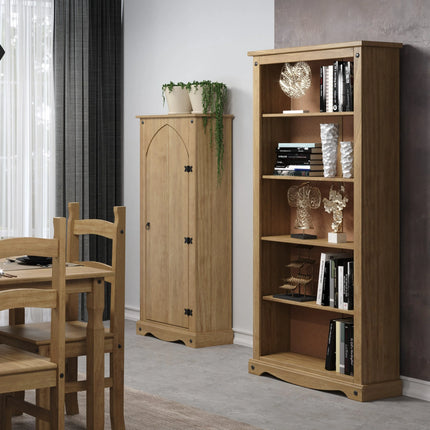 Corona White - Bookcase - 5 Shelf & Antique Waxed Pine Top