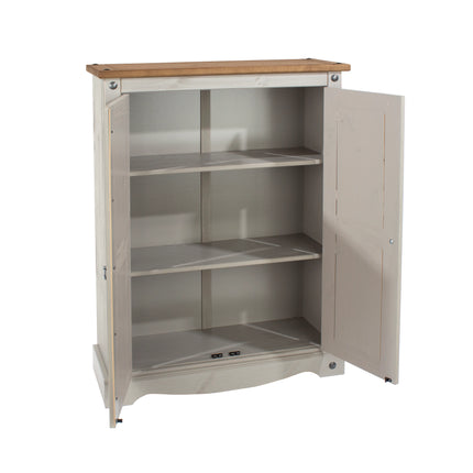 Corona White - Bookcase - 2 Door & Antique Waxed Pine Top