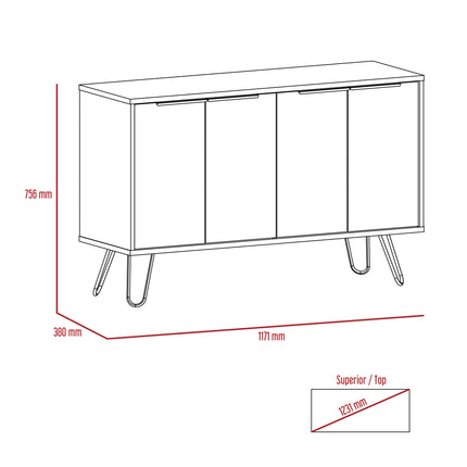 Nevada - Sideboard - 4 Door Smoked Oak & Hairpin Legs