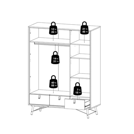 Ry 3 Door 3 Drawer Wardrobe — Choice Of Finishes