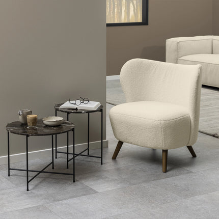 Avila - Side Table with Brown Marble Top 42x45cm