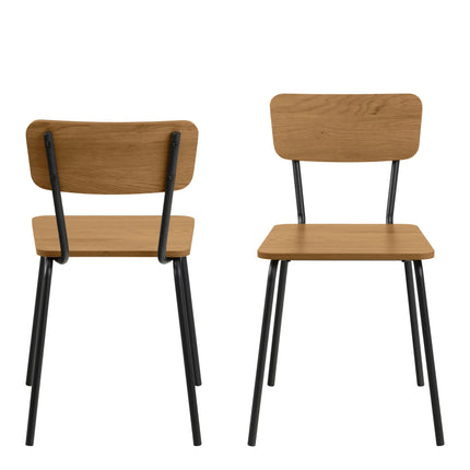 Peru - Dining Chair in Steel and Oak Set of 2