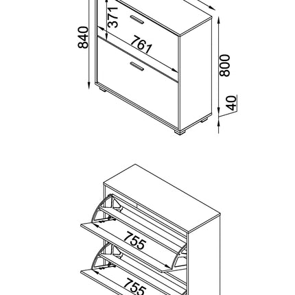 Lido - Shoe Cabinet - 2 Drawer Tilt-Out