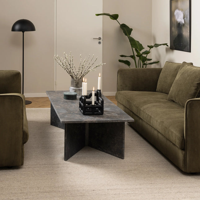 Vega Rectangular Coffee Table with Marron or Latte Brown Marble Top 140cm