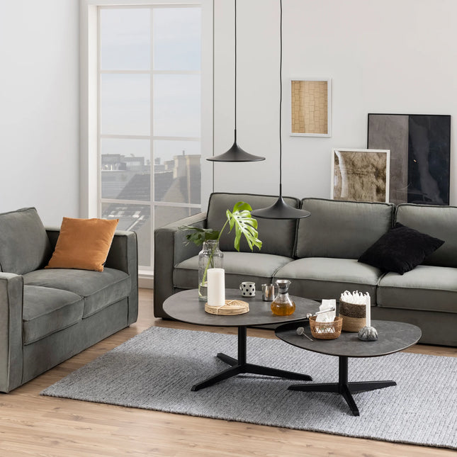 Barnsley Black Ceramic Coffee Table with Matt Black Steel Base