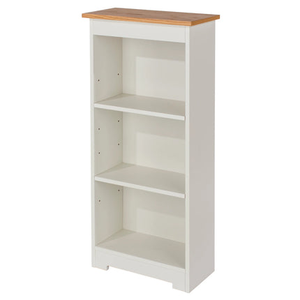 Colorado - Bookcase - 3 Shelf Soft White & Oak Effect Top