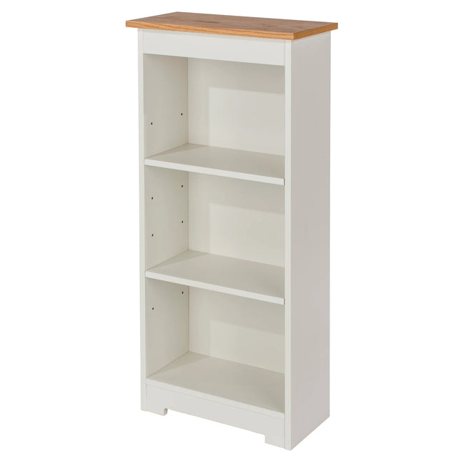 Colorado - Bookcase - 3 Shelf Soft White & Oak Effect Top