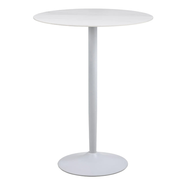 Malta Round Bar Table in Ceramic White – Stylish Compact Design