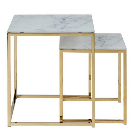 Alisma Side Table Set of 2 Tempered Glass Top 45cm