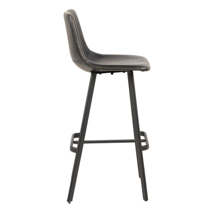 I_Oregon Bar Chair Set Of 2 – Vintage PU Black With Matt Black Steel Base