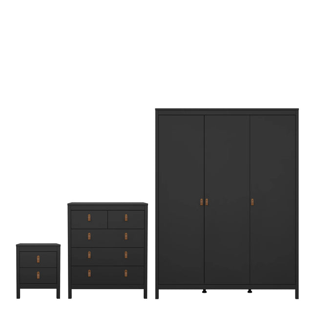 Barcelona - 3 Piece Bundle, Bedside, Chest and 3 Door Wardrobe