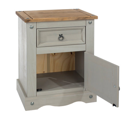 Corona - Bedside Table - 1 Door 1 Drawer Rustic
