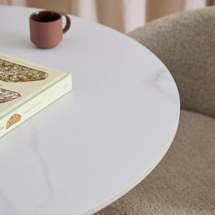 Malta Round Bar Table in Ceramic White – Stylish Compact Design