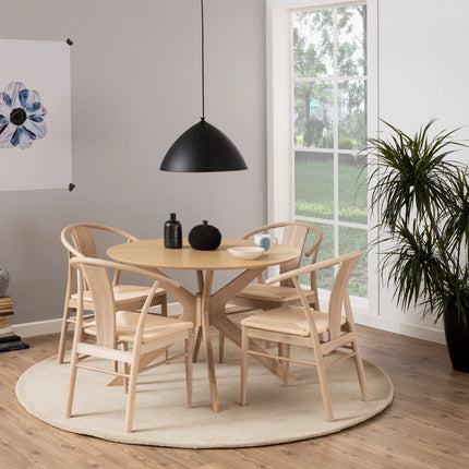 I_Duncan Round Dining Table in White Oak with Matt White Finish