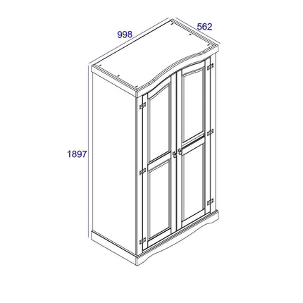 Corona - Wardrobe - 2 Door Traditional with Exposed Hinges