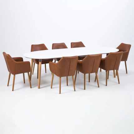 Belina - Oval Dining Table in White & Oak