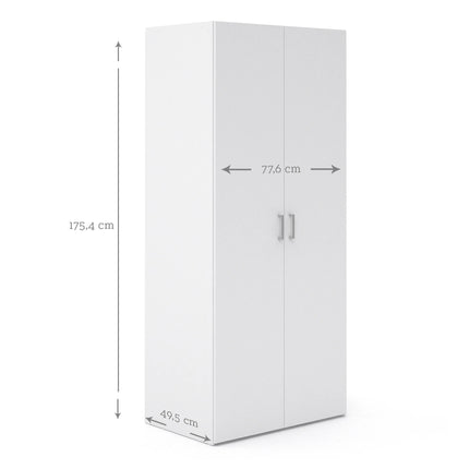 Space - Wardrobe with 2 Doors in White