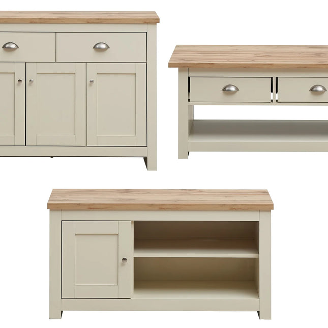 Lisbon - Set - 3 Door TV Unit, 2 Drawer Sideboard, Coffee Table