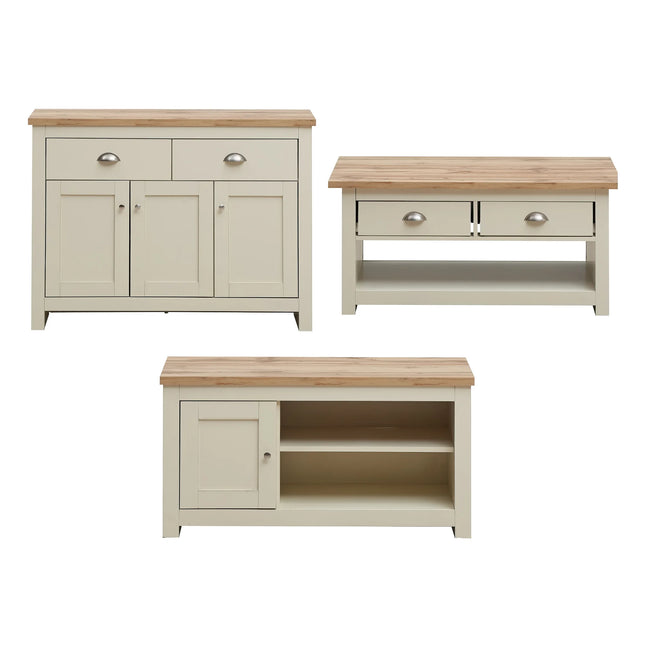 Lisbon - Set - 3 Door TV Unit, 2 Drawer Sideboard, Coffee Table