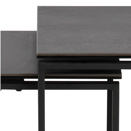 Katrine Ceramic Nest of Tables Black Set of 3 Stylish Square Tables