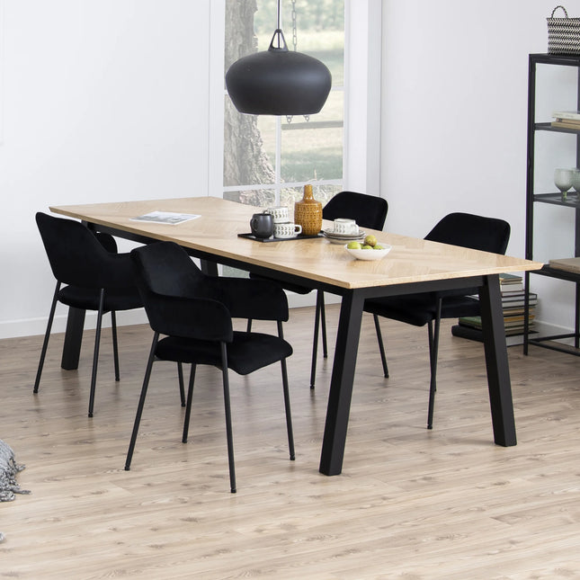 Lima - Dining Chair with Armrest in Black Set of 2