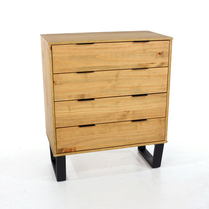 Texas - Chest of Drawers - 4 Drawer Industrial & Black Metal Legs