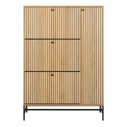 Albany Shoe Cabinet 4 Door Oak Effect Industrial 99cm Wide
