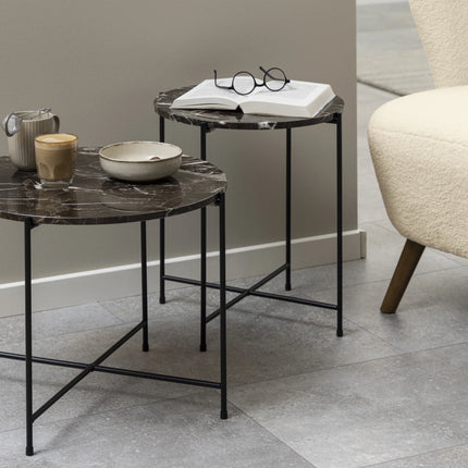 Avila - Side Table with Brown Marble Top 42x45cm