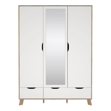 Ikast - Wardrobe 3 Doors and 2 Drawers with Mirror