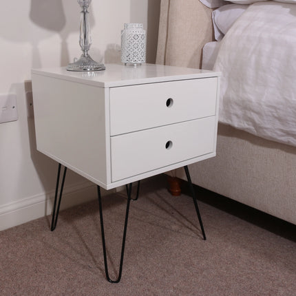 Options - Bedside Table - 2 Drawer & Hairpin Legs