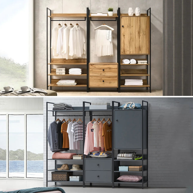 Zahra - 3 Piece Bedroom Furniture Set Open Wardrobes