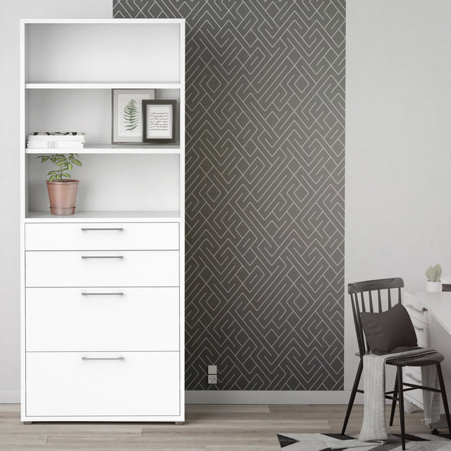 Prima - Bookcase 2 Shelves With 2 Drawers + 2 File Drawers