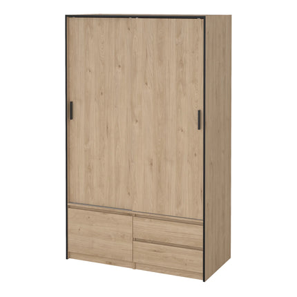 Line - Wardrobe with 2 Sliding Doors, Drawers and Mirror