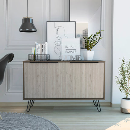Nevada - Sideboard - 4 Door Smoked Oak & Hairpin Legs