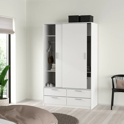 Line - Wardrobe with 2 Sliding Doors and 4 Drawers