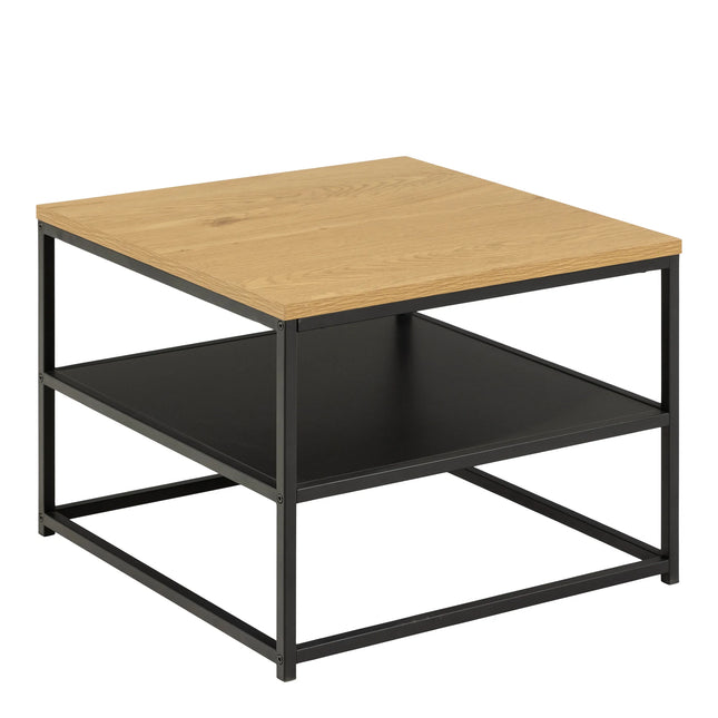 Gila - Square Coffee Table with Open Shelf in Oak & Black