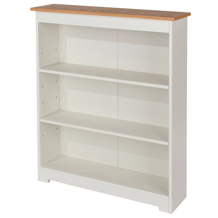 Colorado - Bookcase - 3 Shelf Adjustable Soft White & Oak Effect
