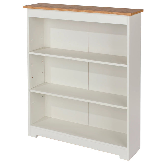 Colorado - Bookcase - 3 Shelf Adjustable Soft White & Oak Effect