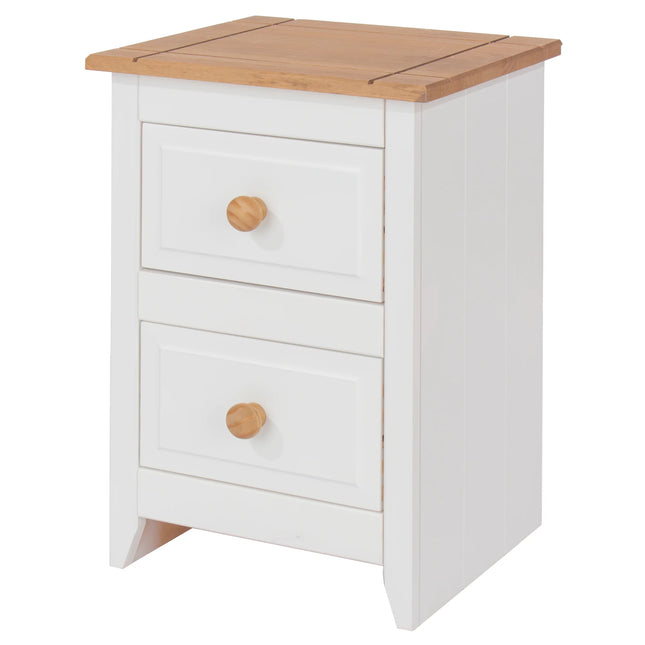 Capri - Bedside Table - 2 Drawer & Antique Waxed Pine Top