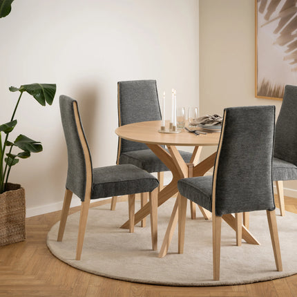 I_Duncan Round Dining Table in White Oak with Matt White Finish