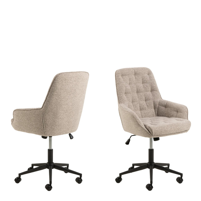 Erik Gas Lift Desk Chair in Brandy PU & Monza Beige – Stylish Comfort