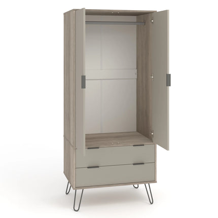 Augusta - Wardrobe - 2 Door 2 Drawer & Hairpin Legs