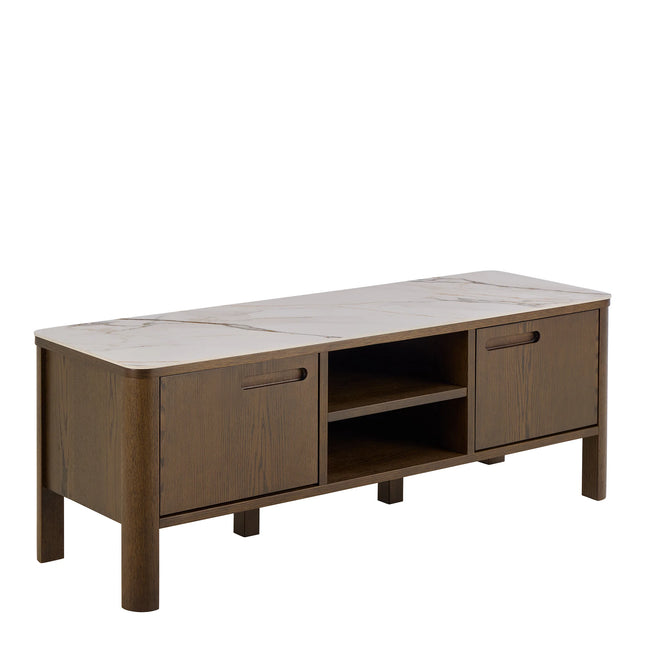 Southampton TV Unit 2 Doors 1 Shelf Ceramic Cream Scandinavian Design